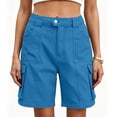 thumbnail image 2 of Husipze Hiking Cargo Shorts for Women Multi-Pocket Lightweight Relaxed Fit Casual Bermuda Shorts for Golf Travel Outdoor Blue S, 2 of 6
