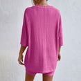 thumbnail image 6 of QUYUON 2 Piece Shorts Set for Women Shorts Pajama Set Sleepwear Lounge Sets Elbow-Length Short Sleeve Crew Neck Tops Short Pants Sets Two Piece Outfits Loungewear C-Hot Pink XL, 6 of 7
