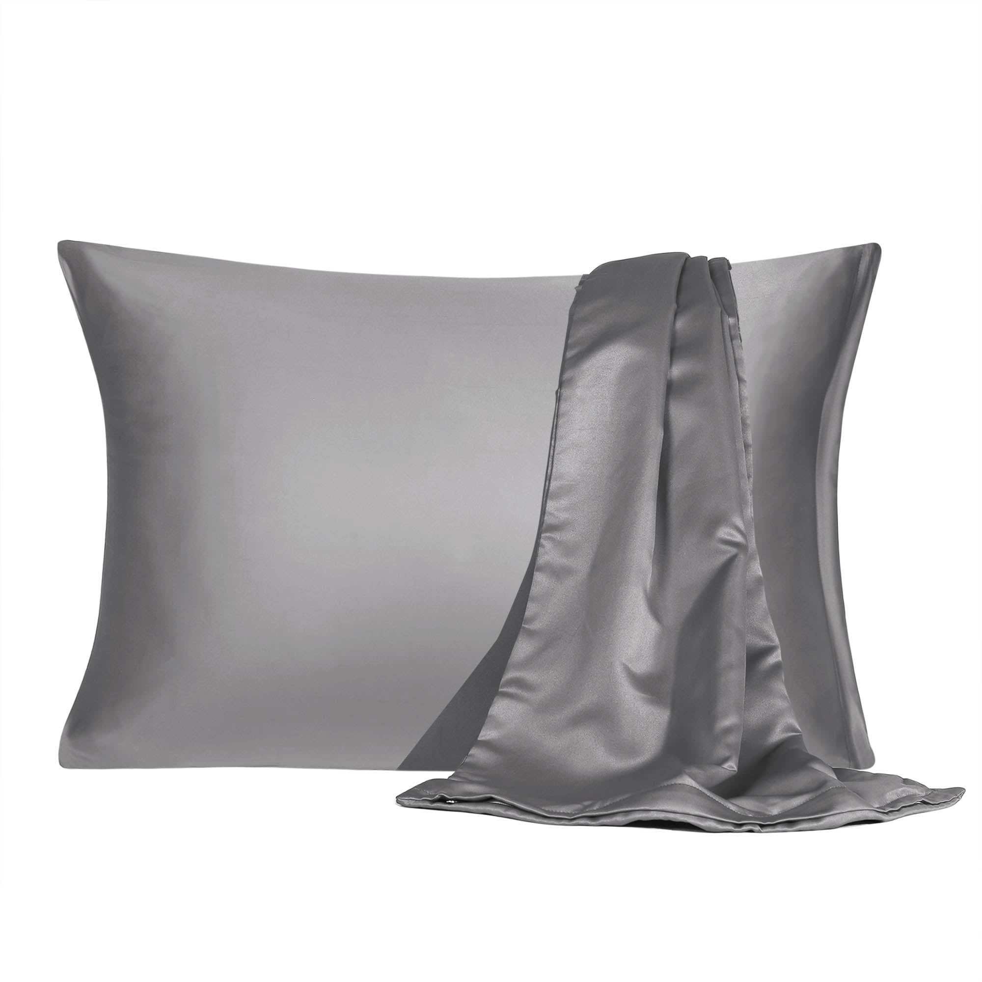 Solid Pillowcase Pillow Case Cover Queen King Size Protector Set W/ Zipper 2PCS 