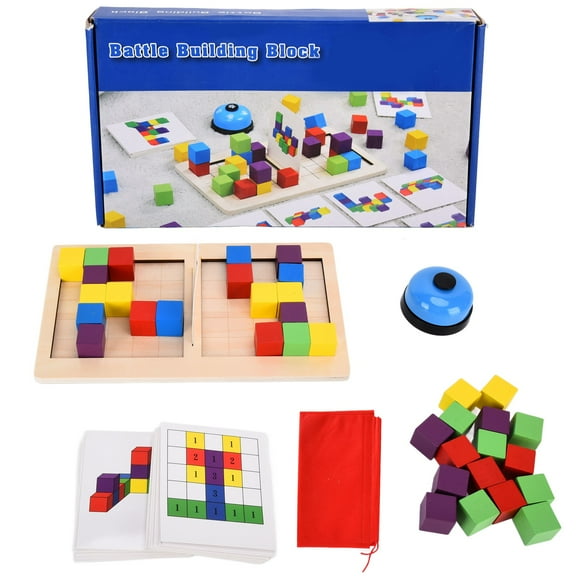 ANGGREK Logical Thinking Games, Wooden Build Blocks Toys Wooden Blocks Toys Smooth Surface For Early Education