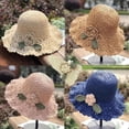 thumbnail image 6 of YAYUBA Crochet Straw Hat With Ruffle Detail Crochet Hats for Women Summer Beach Hand Woven Sun Hat,Navy, 6 of 6