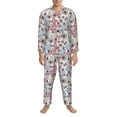 thumbnail image 3 of Honeii Abstract Floral Pattern Mens Pajamas Set,2pcs Men's Lounge Long Sleeve Sleep Shirt and Pajama Bottoms Sleepwear Set,Mens Pjs Sets-Large, 3 of 7