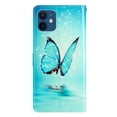 thumbnail image 4 of Allytechgroup Pattern Wallet Flip Case for iPhone 12 Mini, Premium PU Leather Kickstand Card Slots Cover Case with Wrist Strap Magnetic Clasp Shockproof Anti-Scratch Case, Blue Butterfly, 4 of 8