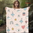 thumbnail image 3 of 1pc Flannel Blanket with Pink Background Featuring Ballerina, Clouds, Stars, Rainbow, and Heart Bow Print - Soft Warm Fleece Throw for Sofa, Office, Bed, Camping & Travel - Versatile All-Season Gift,, 3 of 10