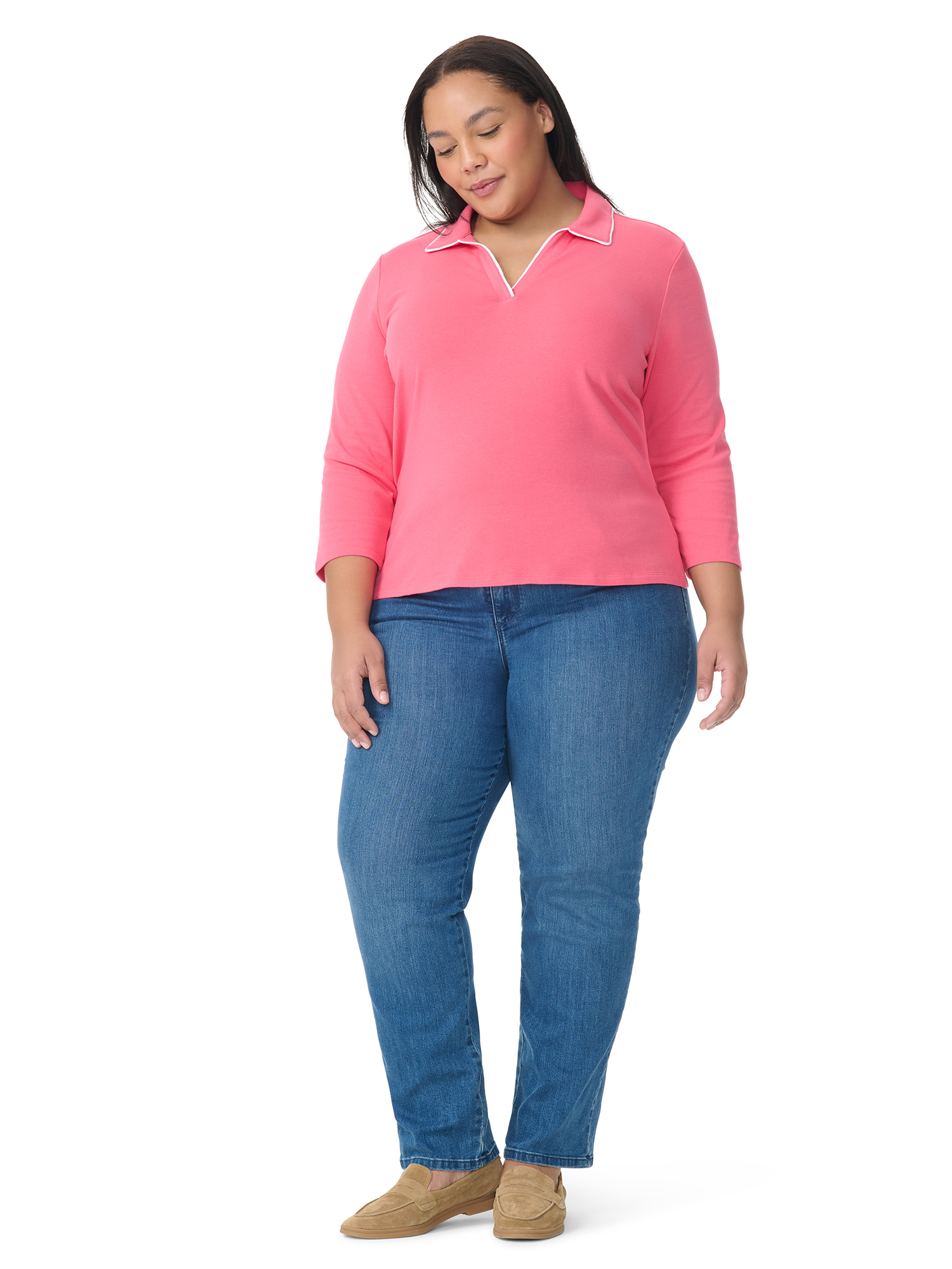 Gloria Vanderbilt Swan Series Women's Plus Popover Knit Top, Sizes 0X-4X
