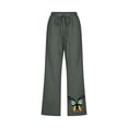thumbnail image 4 of Mrat Work Pants for Women Womens Cropped Cozy Pants Casual Printing Elastic Loose Pants High Waist Wide Leg Trousers Jogger Scrub Pants for Women S-7 Green S, 4 of 5