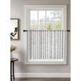 thumbnail image 2 of Sheer Curtains 45 Inch Length, White Boho Semi Sheer Curtains Light Filtering Window Treatment, Country Abstract Black Geometric Striped Privacy Voile Drapes for Living Room Bedroom 52x45 Inch, 2 of 7