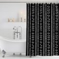 thumbnail image 6 of Small Stall Shower Curtain 36x72 Inch Narrow Half Size Vintage Minimalist Bath Curtains Bathroom Decor, Rustic Simpe Floral Vertical Stripes Black Waterproof Shower Curtain Set with Hooks 36 Inch, 6 of 7