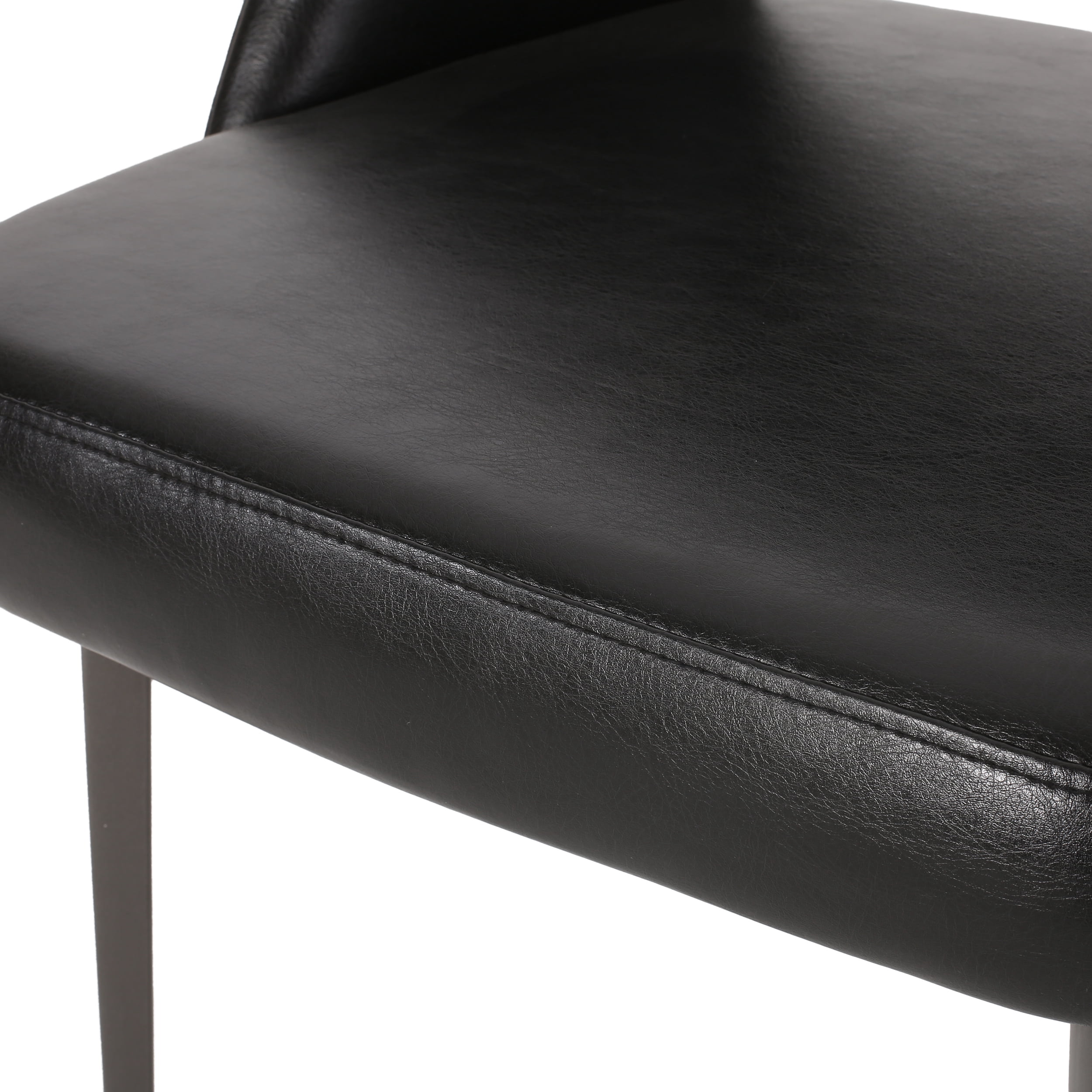 Noble House Haynes Upholstered Open Back Dining Chairs, Set of 2, Midnight Black and Gun Metal