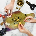 thumbnail image 4 of African Cutting Board, Native Women Dancing Community Celebrating Folkloric Motions Retro Pattern, Decorative Tempered Glass Cutting and Serving Board, Wine Bottle Shape, Tan Purple, by Ambesonne, 4 of 5