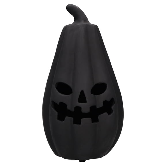 Paper Mache Jack-o'-Lantern Decoration, Black, 13.25", Halloween by Way To Celebrate