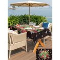 thumbnail image 4 of Outdoor Tablecloth with Umbrella Hole and Zipper, Christmas Rectangle Table Cloth 60x102 Inch Waterproof Tablecloth, Xmas Botanical Birds Snowflake Wooden Picnic Table Cover for Patio Camping, 4 of 7