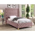 thumbnail image 3 of Meridian Furniture Lit Jumeau en Velours Rose Savan, 3 of 6