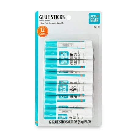Pen+Gear Glue Sticks, White, Washable, 0.21 oz, 12 Count