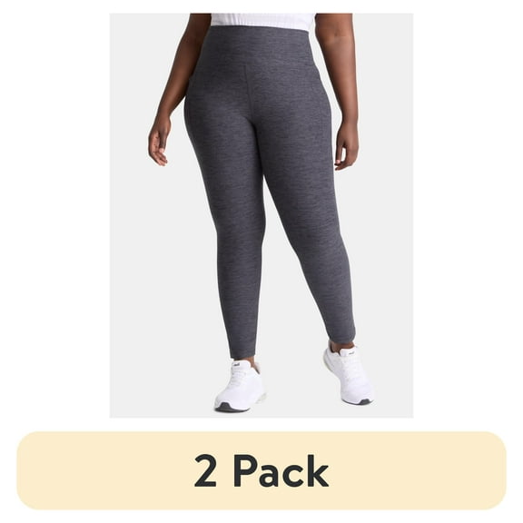 (2 pack) Athletic Works Women's and Women's Plus ButterCore Full Length Leggings with Pockets, Sizes XS-4X