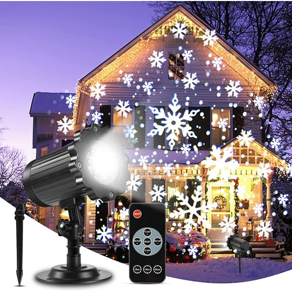 Christmas Snowflake Projector Lights Outdoor,2022 Upgrade Binocular Rotating Snowfall LED Light Projector with Remote Control, Waterproof Landscape Lights for Xmas Halloween Holiday Party