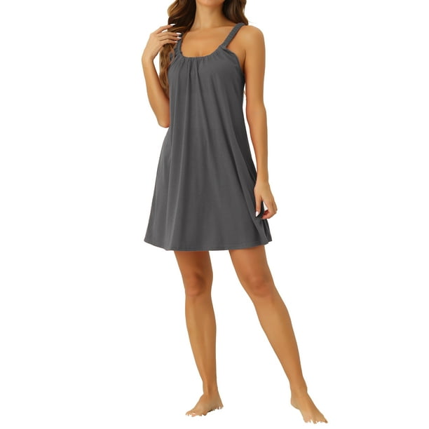 Camisón sin mangas para mujer INSPIRE CHIC, pijama elástico con tirantes anchos, camiseta de dormir corta, talla XL, gris oscuro