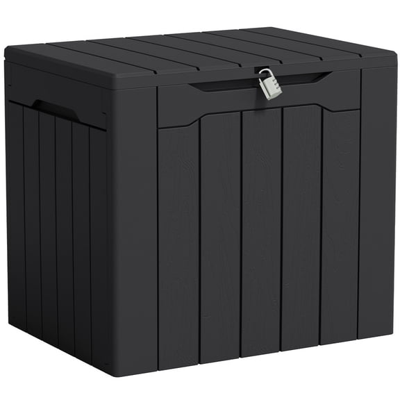 Homall 31-Gallon Resin Deck Box with Lockable Lid, Multi-Functional Outdoor Storage Bench for Patio, Garden, and Backyard, Black