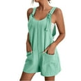 thumbnail image 2 of Riforla Summer Short Rompers for Women Casual Loose Sleeveless Tie Knot Strap Jumpsuits Overalls with Pockets Women's Jumpsuit Mint Green XXXXXL, 2 of 7