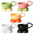 thumbnail image 3 of Ceramic Love Cup With Saucer Set Unique Coffee Mug For Latte Tea Milk Gift For Couple, 3 of 11