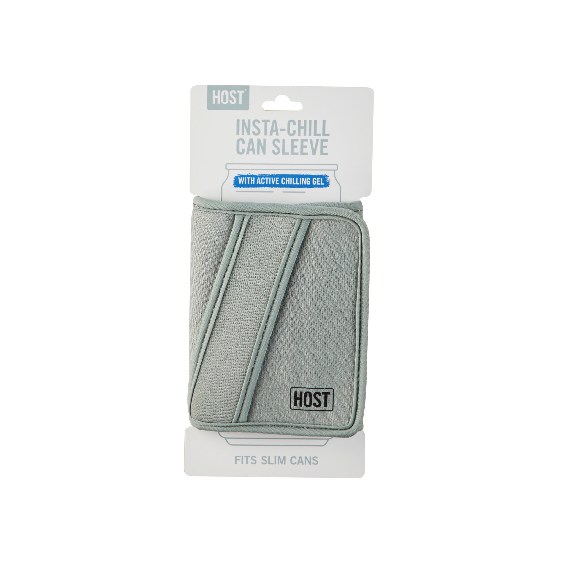 Host Insta-Chill Slim Can Sleeve for Beer, Soda, Seltzer, Juice Cans, Gray