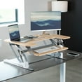 thumbnail image 2 of VIVO Light Wood Standing Desk Monitor Riser, Tabletop Sit to Stand, White Frame, 2 of 6