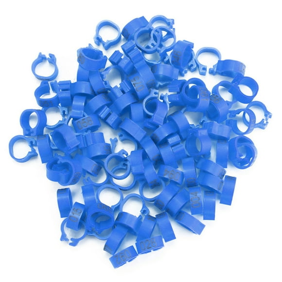 100PCS/Bag 8MM 001-100 Numbered Plastic Letter Pigeon Bird Leg Bands Rings(blue)