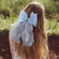 thumbnail image 5 of 2Pcs Large Hair Bow Clips, Silk Yarn Ribbon Bow Hair Barrette for Women, Elegant Long Tail Bowknot French Hair Accessories for Wedding, Parties, Festivals, 5 of 7