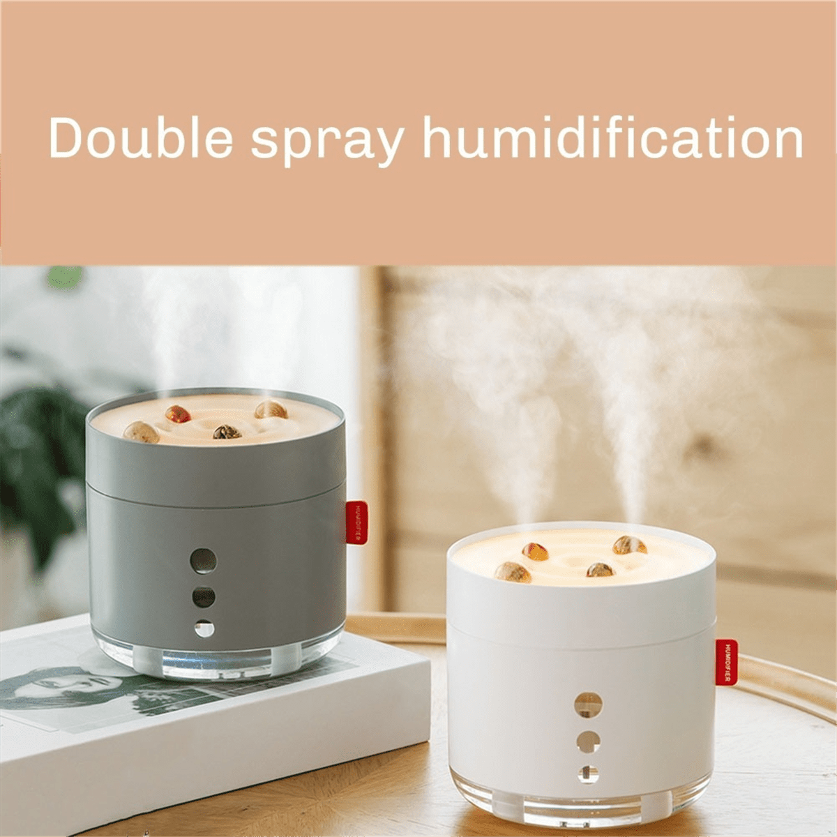 Small Humidifiers 800ml Desk Humidifiers Quiet Operation Night Light Function Two Modes for Bedroom Babies Room Office B