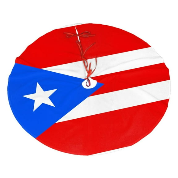 Christmas Tree Skirt Puertorico-Flag Xmas Tree Skirt Decoration for Home Holiday Party 48"