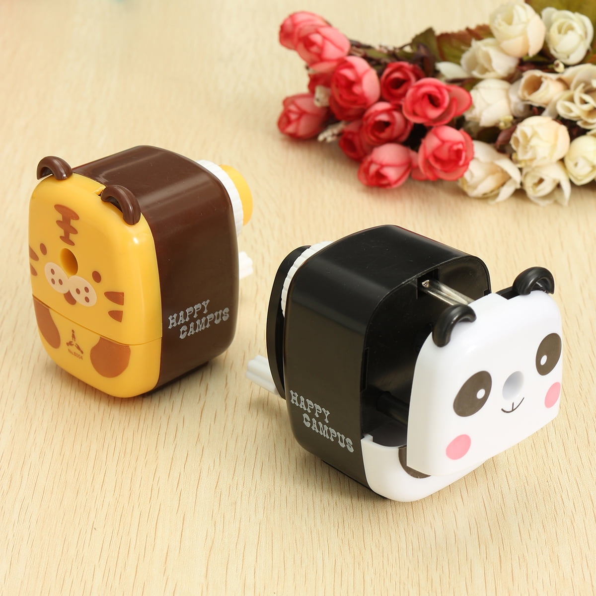 Tiger Panda Animal Pencil Sharpener Hand Crank Animal Shaped School Home