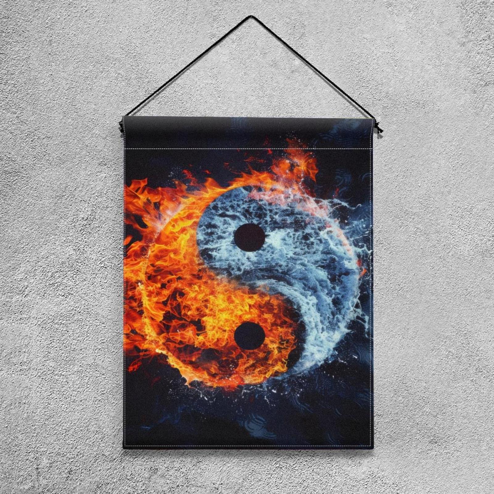 Welcome Symbol of Yin-Yang Water and Fire Garden Flag, Vertical Double Sided Small House Flag, Yard Farmhouse Outdoor Deck Veranda Lawn Decor 28x40 Inch