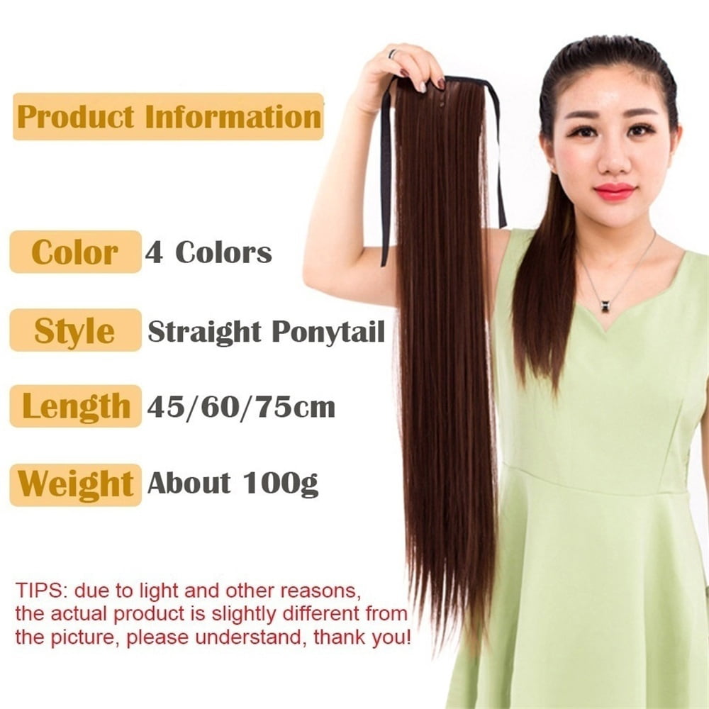 Long Straight Synthetic Pony Tail Clip in Hair Extensions Wrap Around Fake Ponytail Hairpiece