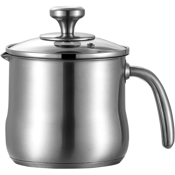 Jarra de Acero Inoxidable de 2 litros, Olla de Sopa de Una Sola Manija para cocinar leche, salsas, pasta, cacerola con Tapa y pico vertedor, apta para inducción, Cafetera y Hervidor