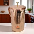 thumbnail image 4 of Ananya Fashion and Crafts Hub Pure Copper Water Jug with Brass Knob Top 1.5 Litre (1500 ml) + 2 Tumbler (300 ml) Emboss Ayurveda Health Benefits Pitcher Set of 3, 4 of 6