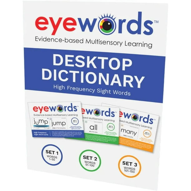 Dictionnaire de bureau de mots visuels multisensoriels Eyewords, ensembles  #1-3, mots 1-150 