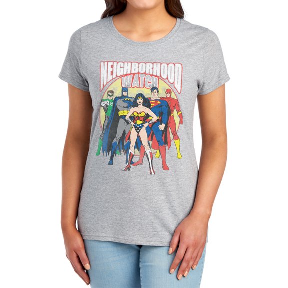 JLA Neighborhood Watch Women's T Shirt, Athletic Heather, Small