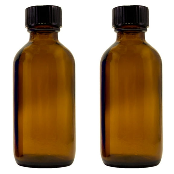 Amber Glass Bottle - 2 fl oz w/ Cap - Pack of 2