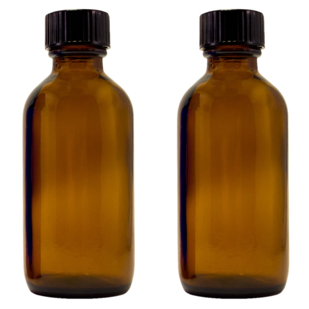 Amber Glass Bottle 2 fl oz w/ Cap Pack of 2