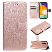 Allytechgroup for Samsung Galaxy S25  Case Wallet, Sunflower Embossed PU Leather Flip Cover Stand Hand Strap Shockproof Stylish Cards Slots Phone Case for Samsung Galaxy S25  Plus, Rosegold