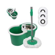 Spin Mop And Bucket With Wringer Set, 360° Mop And Bucket System With 3 Microfiber Mop Refills And 61" Extended Handle For Floor Cleaning