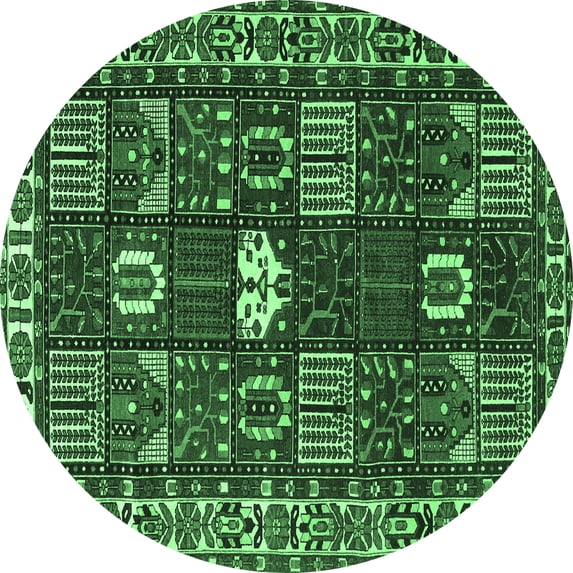 Ahgly Company Indoor Round Persian Emerald Green Traditional Area Rugs, 5' Round