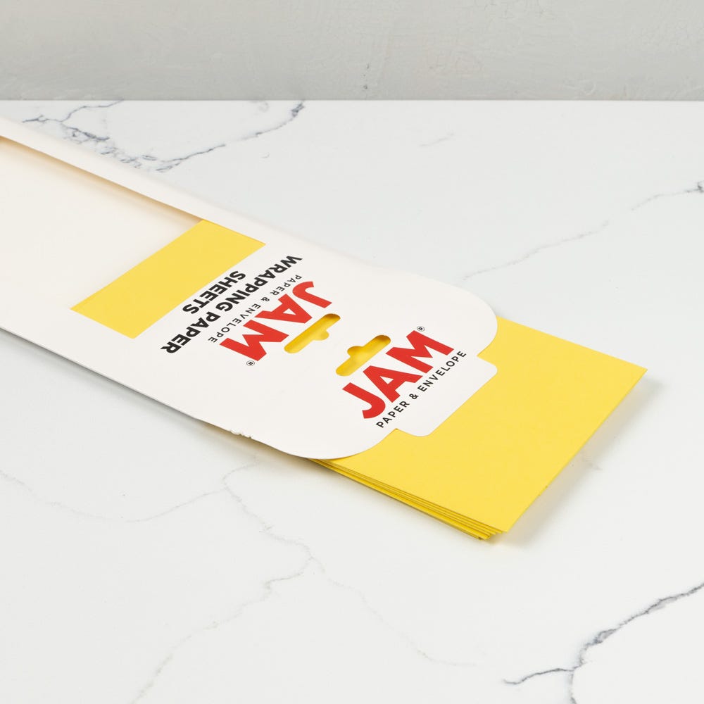 JAM Paper Matte Wrapping Paper Sheets, 30 x 20 per Sheet (25 sq ft Total), Matte Yellow, 6 Sheets
