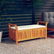 Casafoyer Patio Storage Bench with Cushion 49.6" Solid Wood Acacia