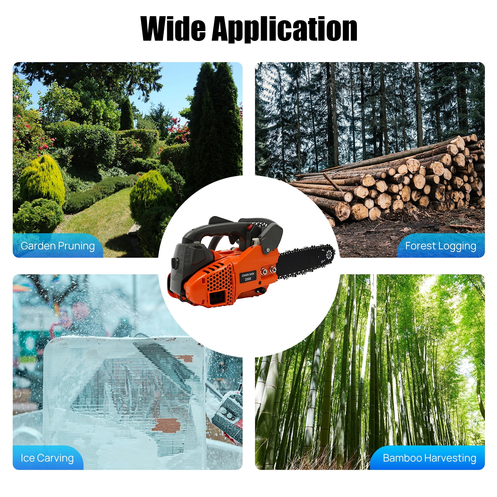 ChicHomey 12" Top Handle Gas Chainsaw,2-Stroke 25.4cc Portable  Gasoline Chainsaw  for Gardens, Farms, Woodworking​