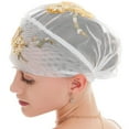 thumbnail image 4 of Coofit Turban Headwrap Embroidered Flower Elegant Soft Beanie Headwrap Hair Cover Wrap, 4 of 10