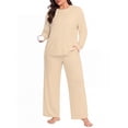 thumbnail image 2 of Cueply Women's Plus Size Pajama Sets Long Sleeve Tops and Pants Soft Lounge Sleepwear Set Casual Pjs with Pockets, 2 of 9