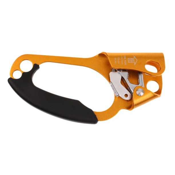 Toystoory Escalada en roca al aire libre Ascensor de mano derecha Montañismo Cuerda anticaída Ascendente para cordón de 8-13 mm Portátil 4KN carpas Oro