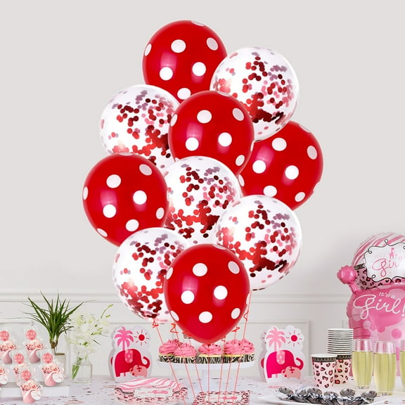 FRCOLOR  10 Pcs Birthday Balloon Decoration Sequin Latex Red Balloons