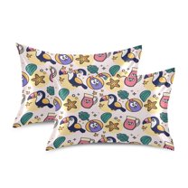 Yayeee Pillowcase Standard Size Set of 2 Satin Wrinkle Resistant Envelope Pillow Case, Cute Cartoon Pattern